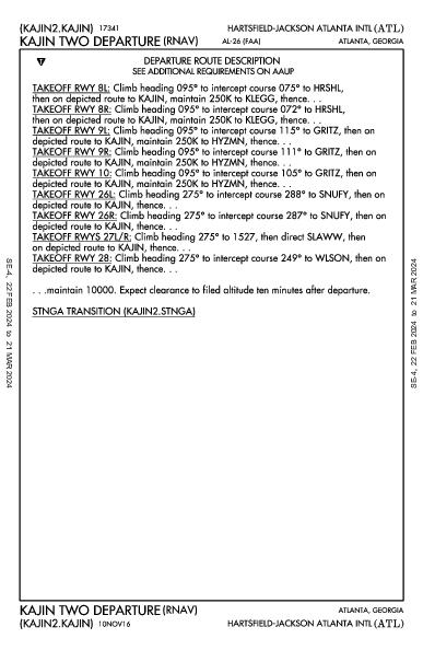 Int'l Hartsfield-Jackson d'Atlanta Atlanta, GA (KATL): KAJIN TWO (RNAV) (DP)