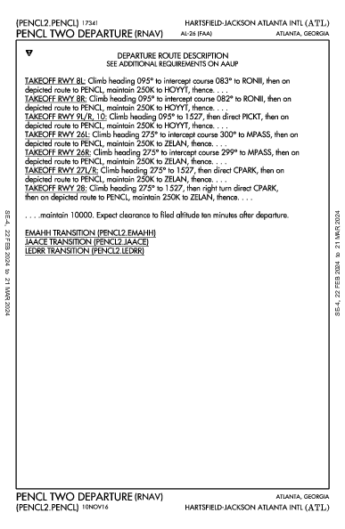 Int'l Hartsfield-Jackson d'Atlanta Atlanta, GA (KATL): PENCL TWO (RNAV) (DP)