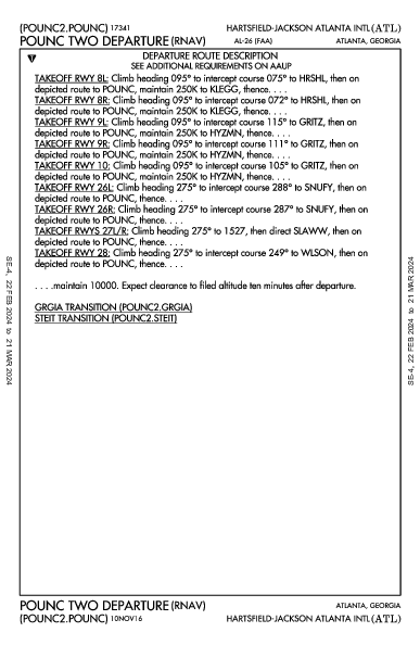 Int'l Hartsfield-Jackson d'Atlanta Atlanta, GA (KATL): POUNC TWO (RNAV) (DP)