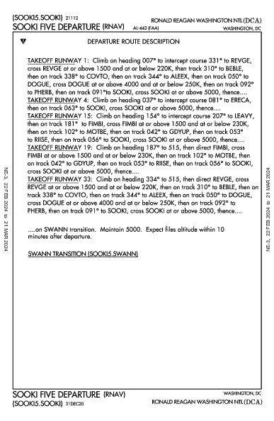 national Ronald Reagan Washington, DC (KDCA): SOOKI FIVE (RNAV) (DP)