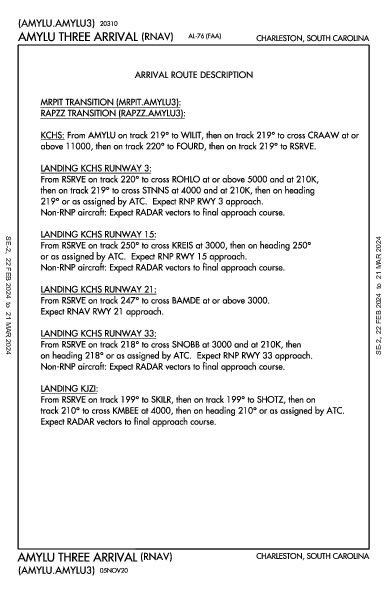 Charleston Exec Charleston, SC (KJZI): AMYLU THREE (RNAV) (STAR)